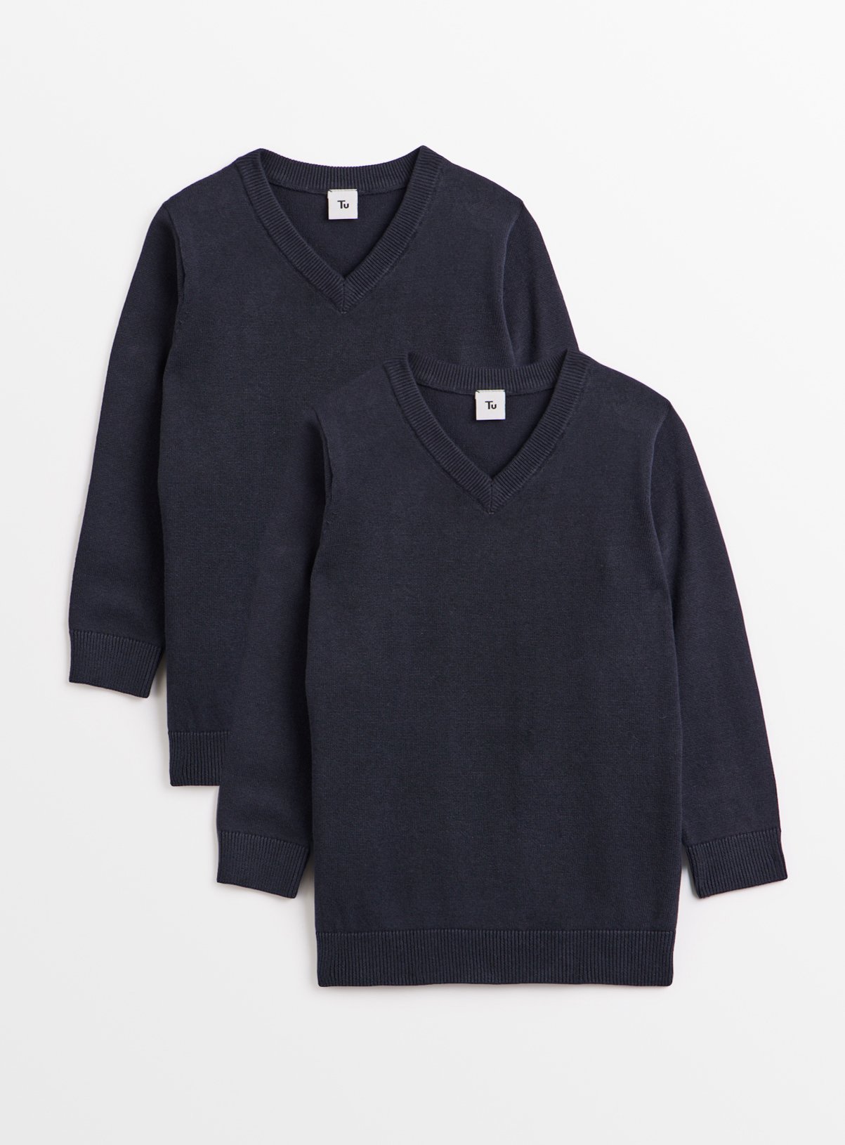 2 Pack Unisex Navy V Neck Jumpers 12 years
