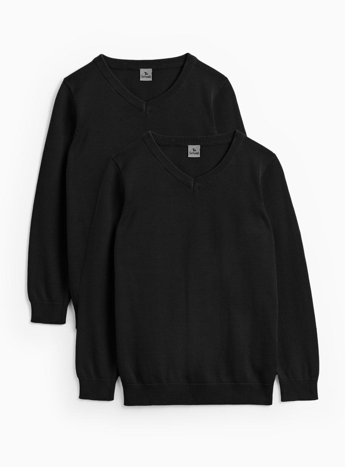 2 Pack Unisex Black V-Neck Jumpers 14 years