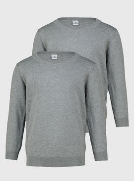 Grey V-Neck Jumpers 2 Pack 3 years