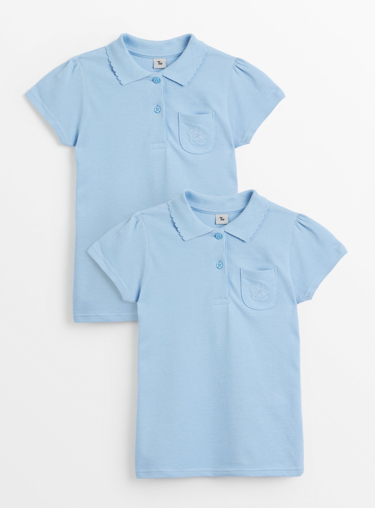 Blue Embroidered Polo Shirts 2 Pack 9 years