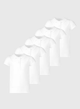 White Easy Care Polo Shirts 5 Pack 