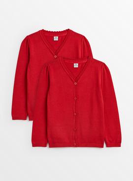 Red Scalloped Cardigan 2 Pack 11 years
