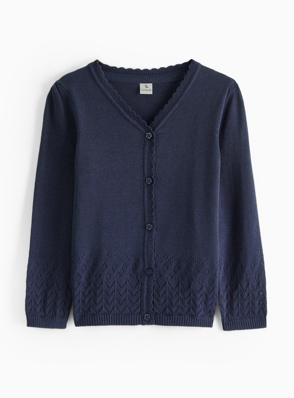 Dark Navy Pointelle Knit Cardigan