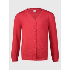 Red Pointelle Knit Cardigan
