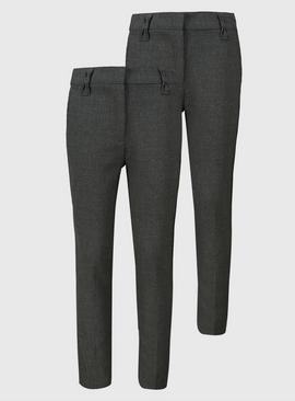 Grey Skinny Fit Bow Detail Trousers 2 Pack 7 years