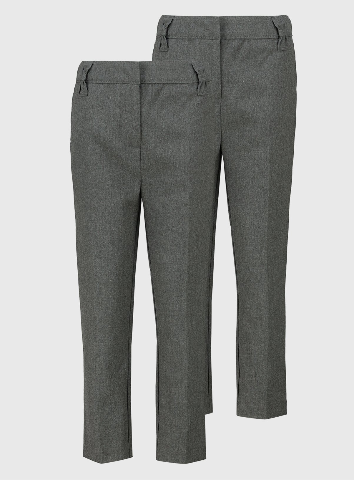Grey Bow Detail Plus Fit Trousers 2 Pack