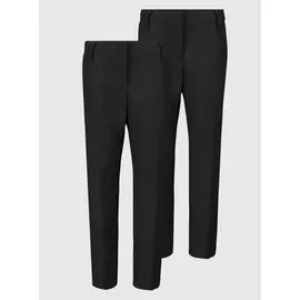 Black Woven Plus Fit Trousers 2 Pack