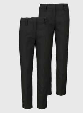 Black Longer Length Bow Trousers 2 Pack