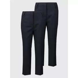 Navy Bow Detail Plus Fit Trousers 2 Pack