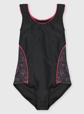 Black Marble Print Swimsuit