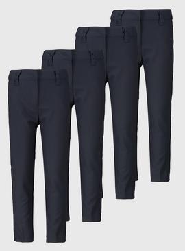 Navy Woven Reinforced Knee Trousers 4 Pack 