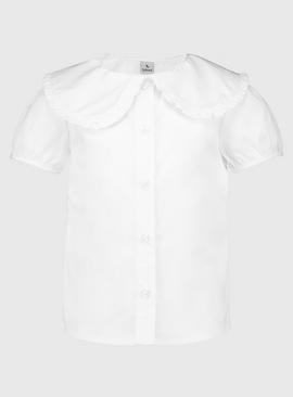 White Oversized Collar Blouse 