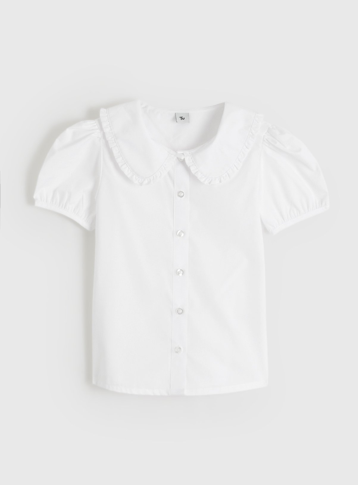 White Large Collar Short Sleeve Blouse 12 years