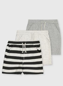 Grey & Stripe Jersey Shorts 3 Pack