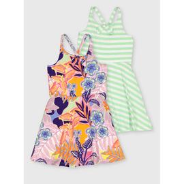 Floral & Stripe Skater Dress 2 Pack