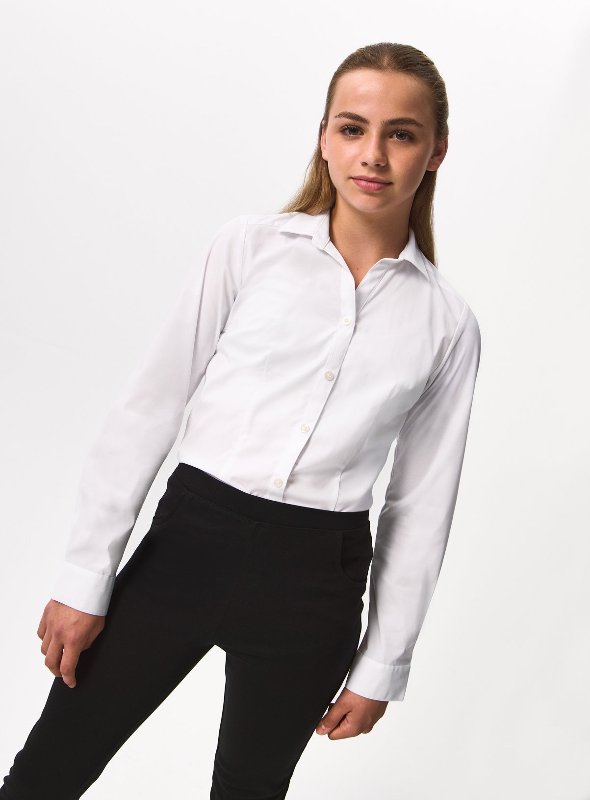 White Long Sleeve Blouse with Stretch 14 years