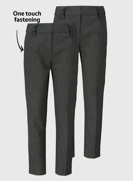 Grey Pull On Bow Detail Trousers 2 Pack 
