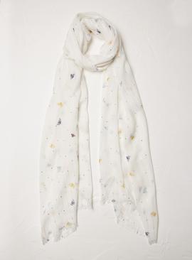 FATFACE Ivory Sequin Bee Scarf - One Size