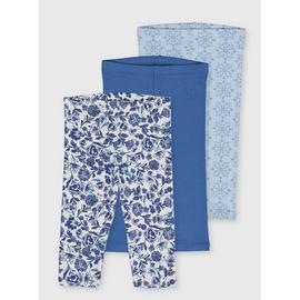 Blue Floral Leggings 3 Pack