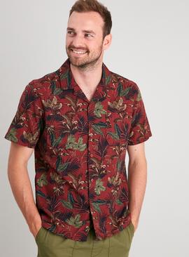 Brown Palm Print Hawaiian Shirt