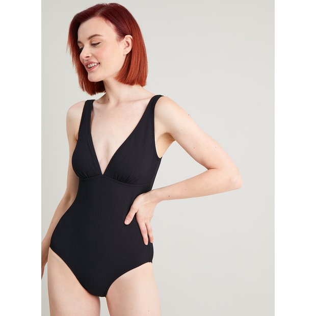 Buy Black Textured Swimsuit With Tummy Control 22, Swimsuits