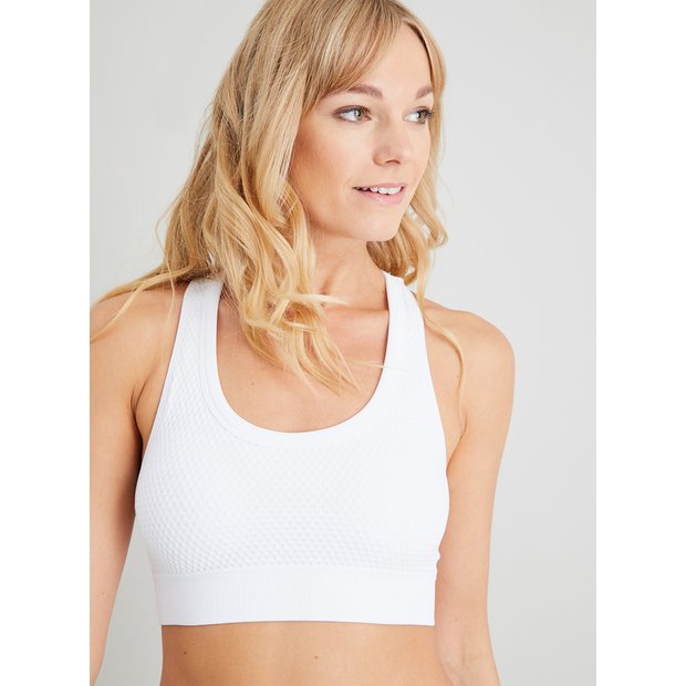 Buy White Waffle Seamless Stretch Crop Top L, Bras