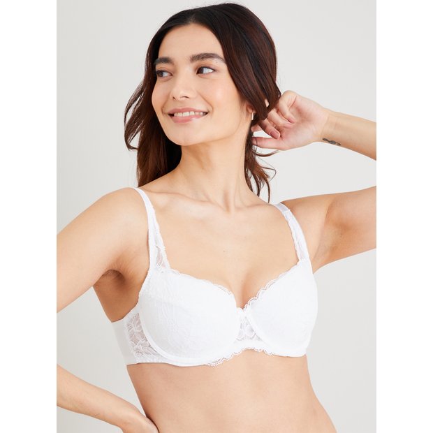 Buy A-E White Recycled Lace Full Cup Comfort Bra 34B, Bras