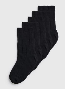 Navy Ribbed School Ankle Socks 5 Pack 