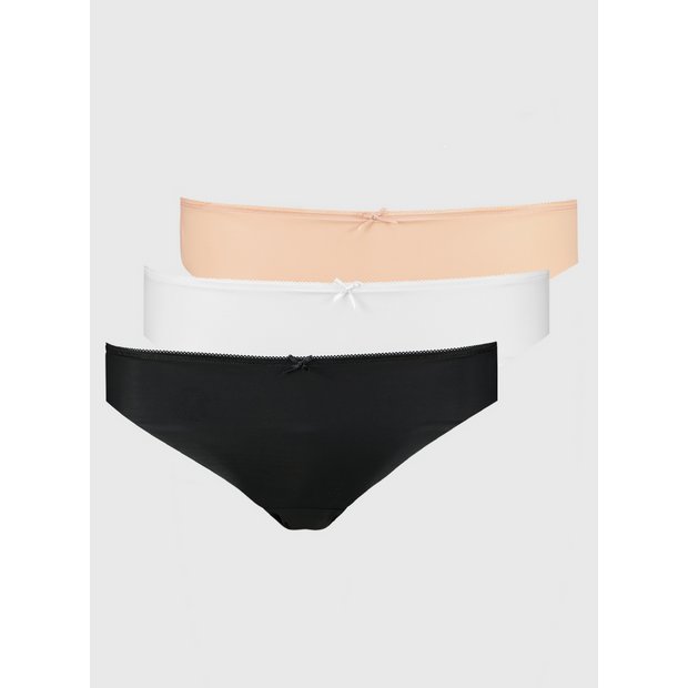 Buy Black, White & Latte No VPL Thong 3 Pack 22, Knickers