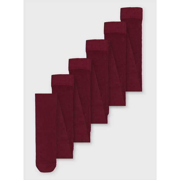 Buy Maroon Cotton Rich Tights 5 Pack 2 3 years Underwear socks and tights Argos