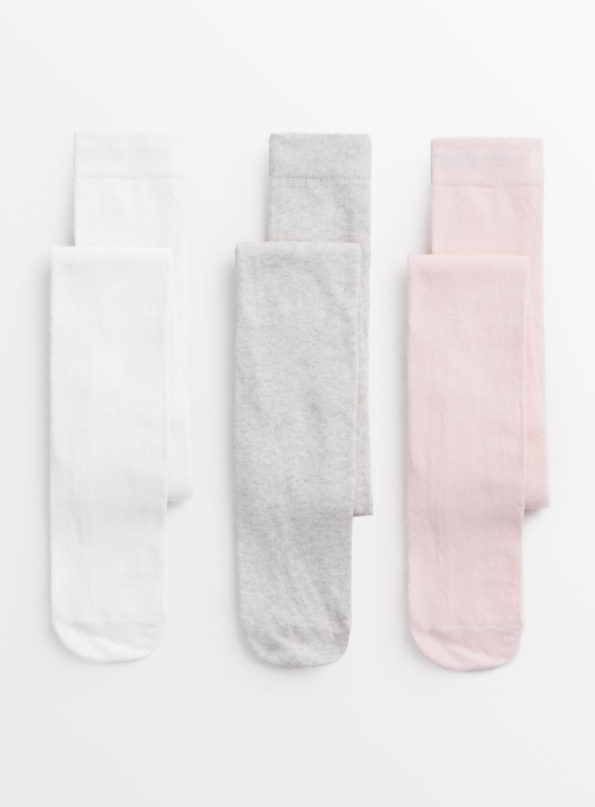 Pink, Grey & White Cotton Rich Tights 3 Pack 