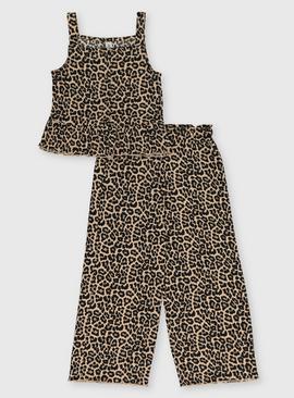 Brown Leopard Top & Culottes
