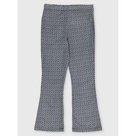 Mono Ditsy Flared Trousers
