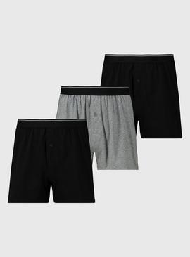 Black & Grey Jersey Boxers 3 Pack