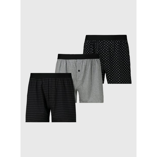 Buy Black & Grey Jersey Boxers 3 Pack L, Multipacks