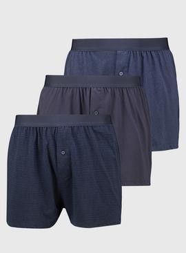 Navy Stripe & Marl Jersey Boxers 3 Pack 