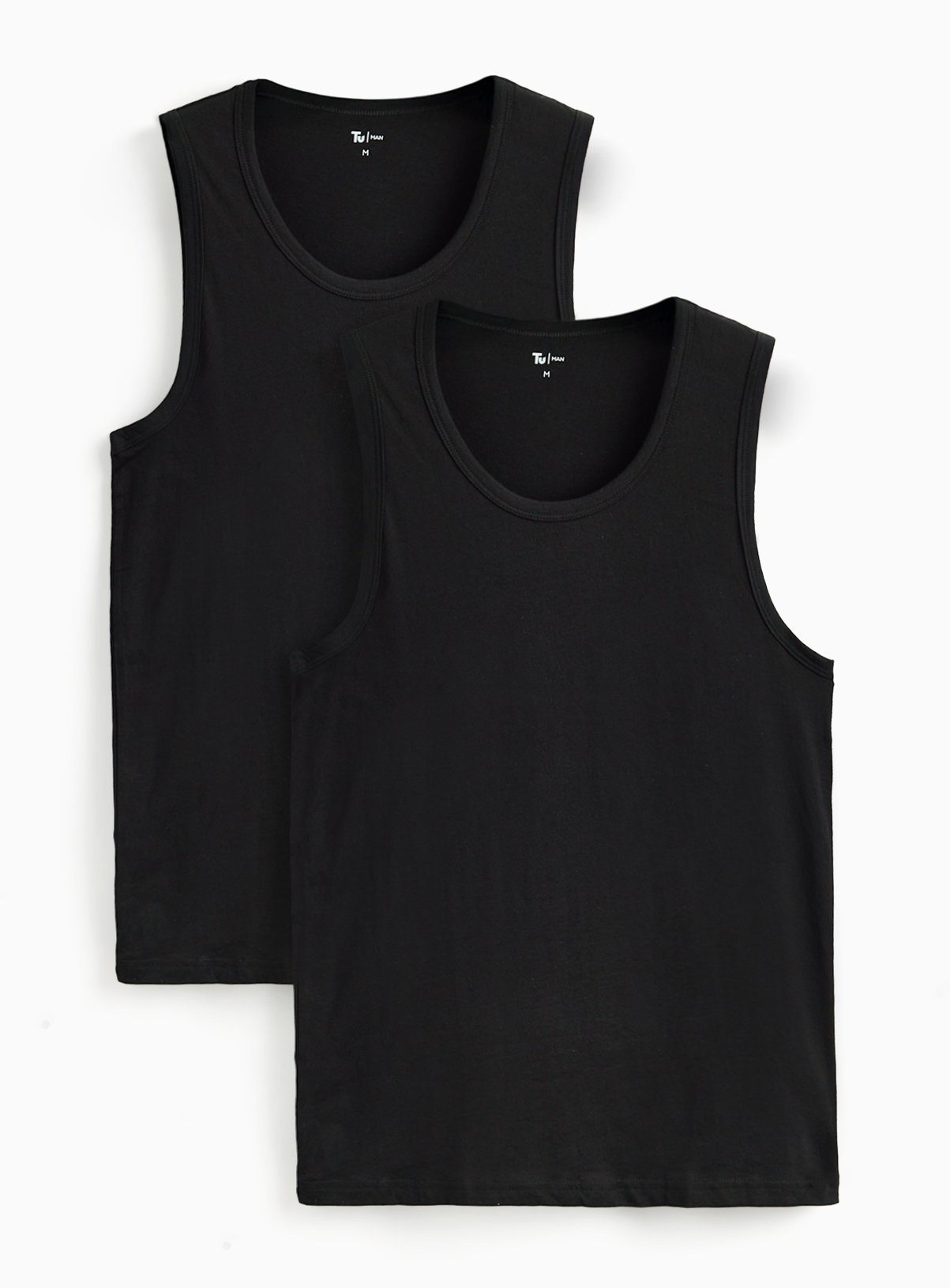 Black Sleeveless Vests 2 Pack XS