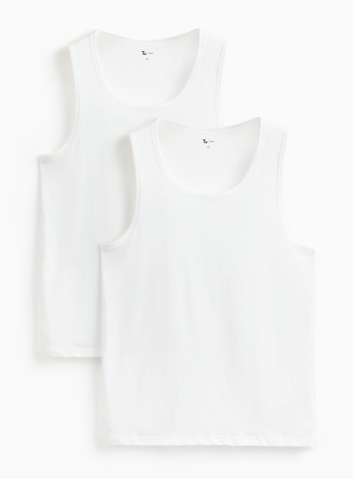 White Sleeveless Vest 2 Pack S