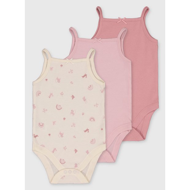 Buy Pink Strappy Bodysuit 3 Pack 3 6 months Bodysuits Tu
