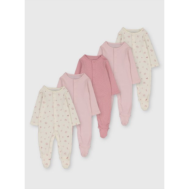 Buy Pink Rainbow Sleepsuits 5 Pack Up to 1 mth | Sleepsuits and pyjamas | Tu
