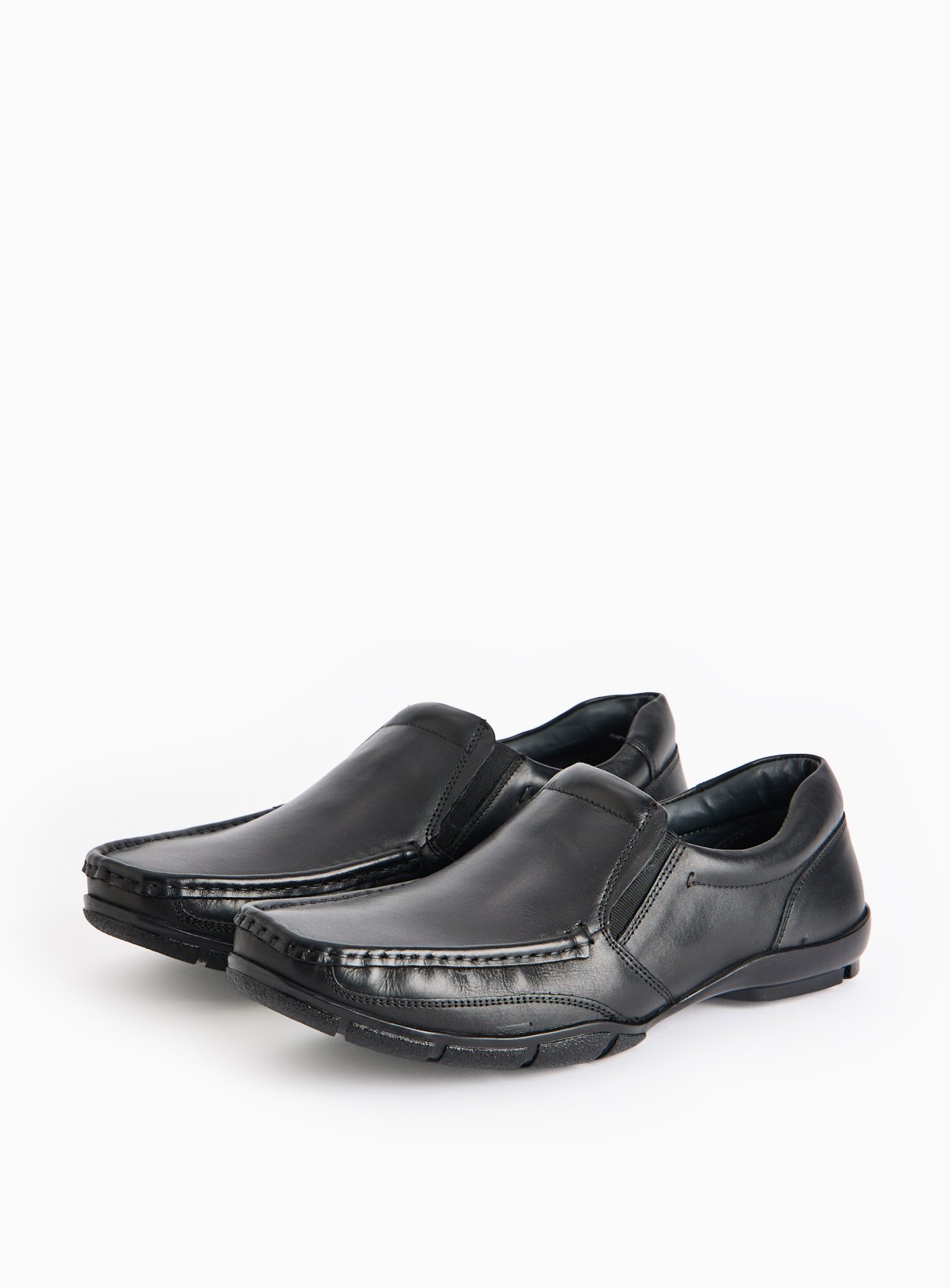Sole Comfort Black Leather Slip On Shoes