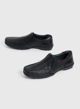 Sole Comfort Black Leather Slip On Shoes 