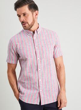 Pink Stripe Short Sleeve Regular Fit Shirt