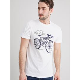 White Embroidered Bicycle T-Shirt
