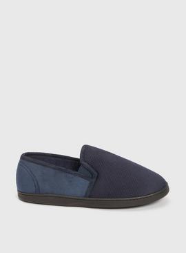 Navy Diagonal Square Full Slippers With Arch Support 