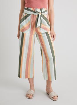 Stripe Belted Crop Trousers