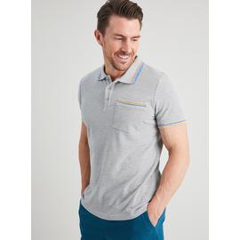 Grey Bright Stripe Pocket Polo Shirt