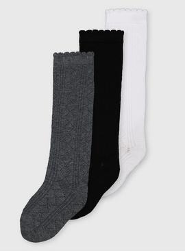 Mono Pointelle Knee High Socks 3 Pack 