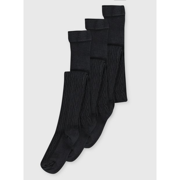 Buy Black Cable Knit Tights 3 Pack 2-3 years