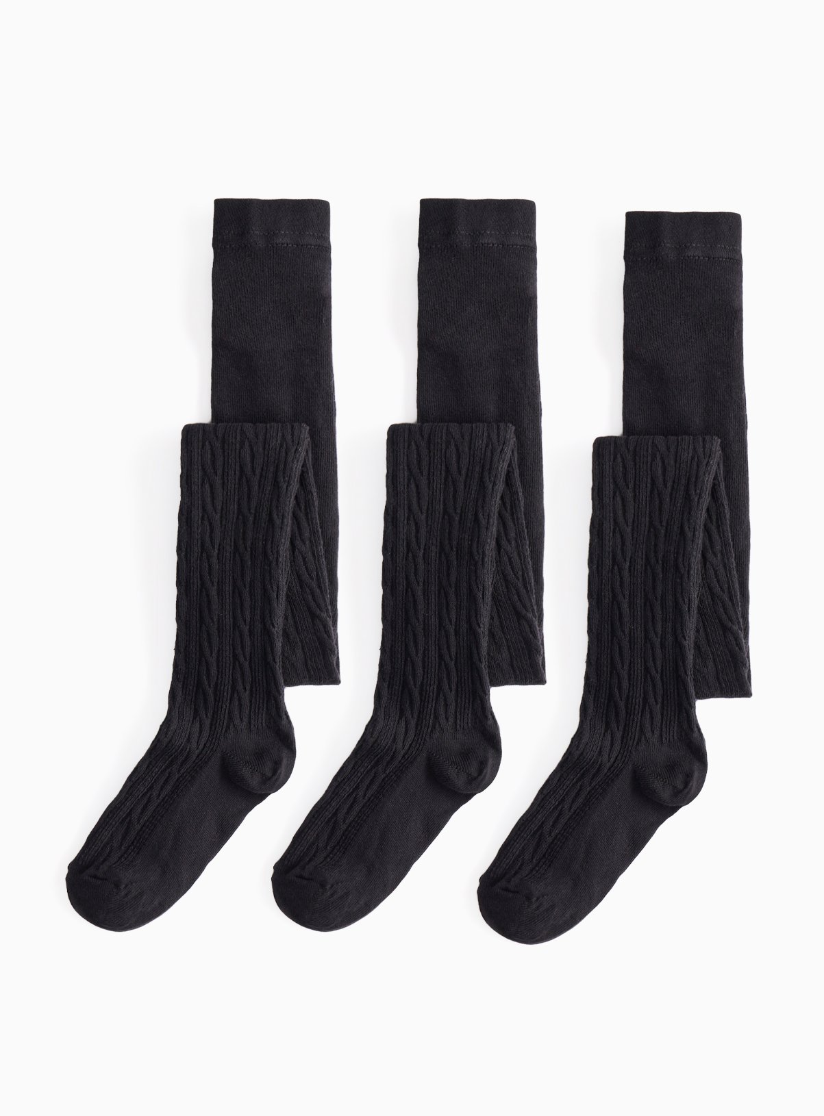 Black Cable Knit Tights 3 Pack 11-12 years